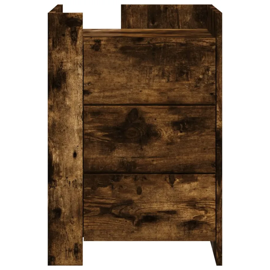 Table de chevet chêne fumé 45x50x65 cm bois d'ingénierie - 4