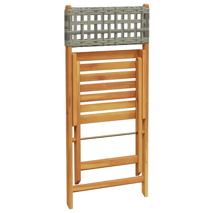 Ensemble de bistro 3 pcs gris résine tressée et bois massif - 8