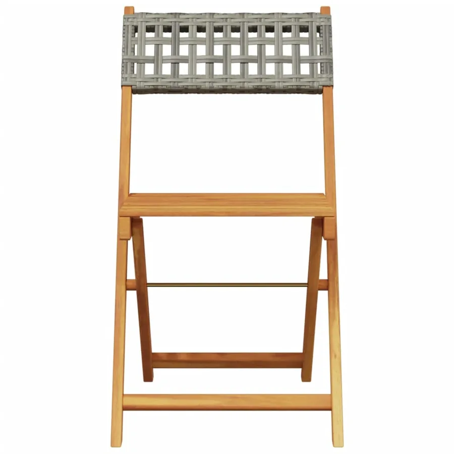 Ensemble à manger de jardin 5 pcs résine tressée et bois massif - 4