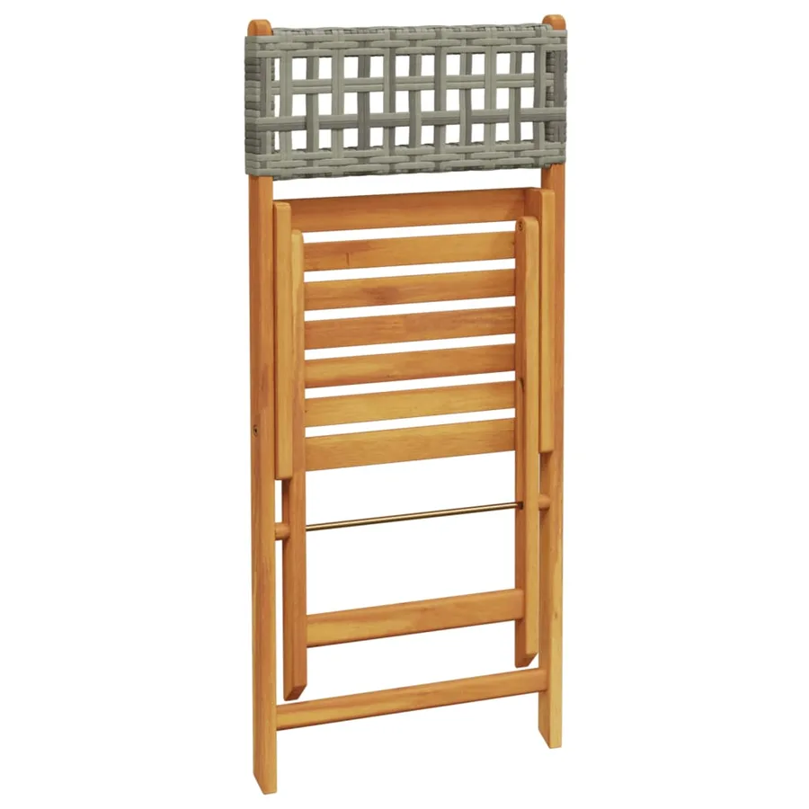 Ensemble à manger de jardin 5 pcs résine tressée et bois massif - 7