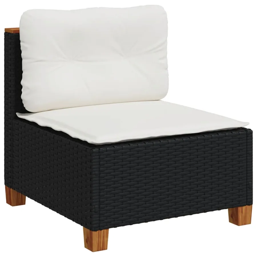 Salon de jardin 5 pcs avec coussins noir résine tressée - 4
