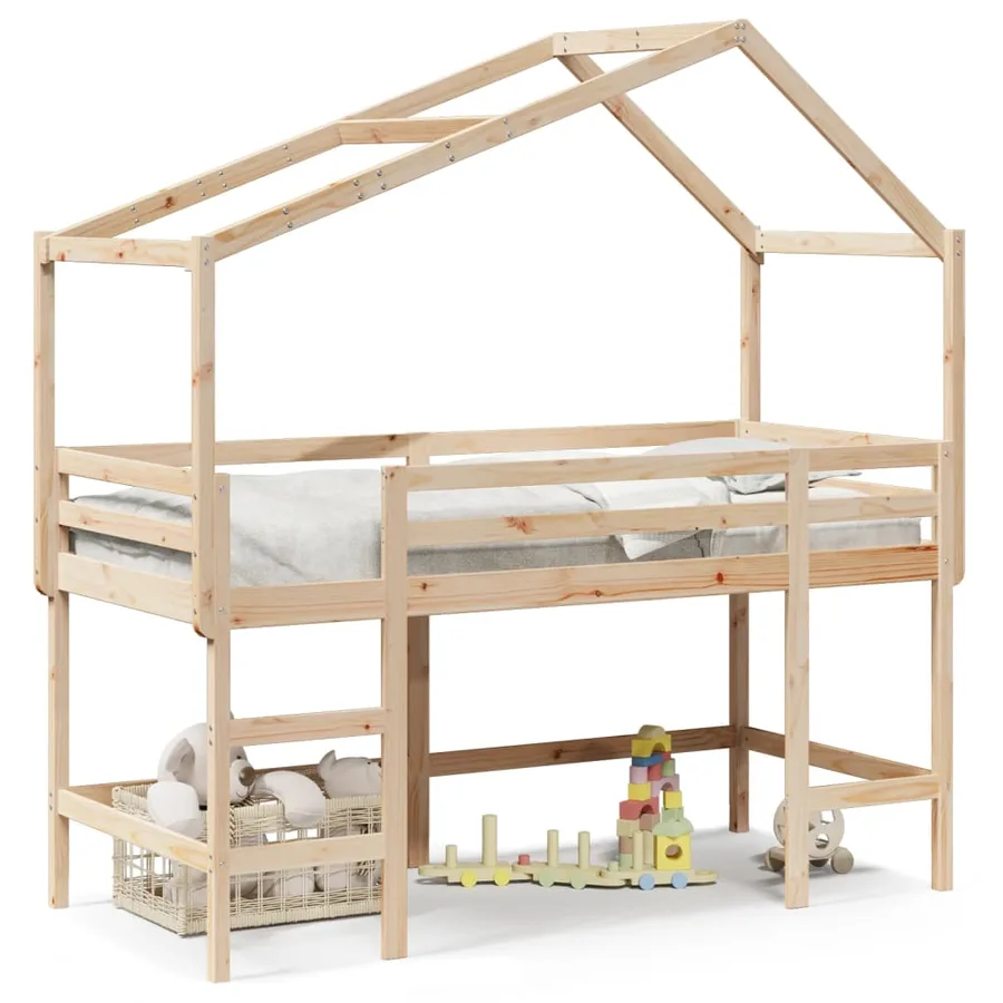 Lit superposé avec échelle et toit sans matelas 90x190 cm - 2