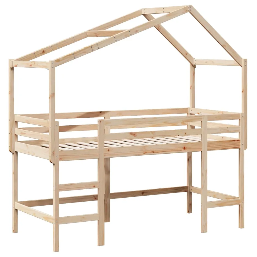Lit superposé avec échelle et toit sans matelas 90x190 cm - 3