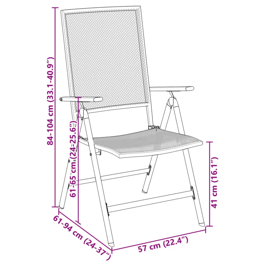 Ensemble de chaises de jardin inclinables 3 pcs anthracite - 13