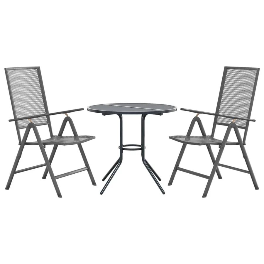 Ensemble de chaises de jardin inclinables 3 pcs anthracite - 2