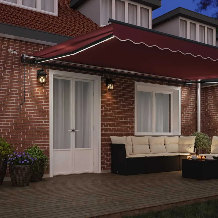 Auvent rétractable automatique avec LED bordeaux 500x300 cm - 3