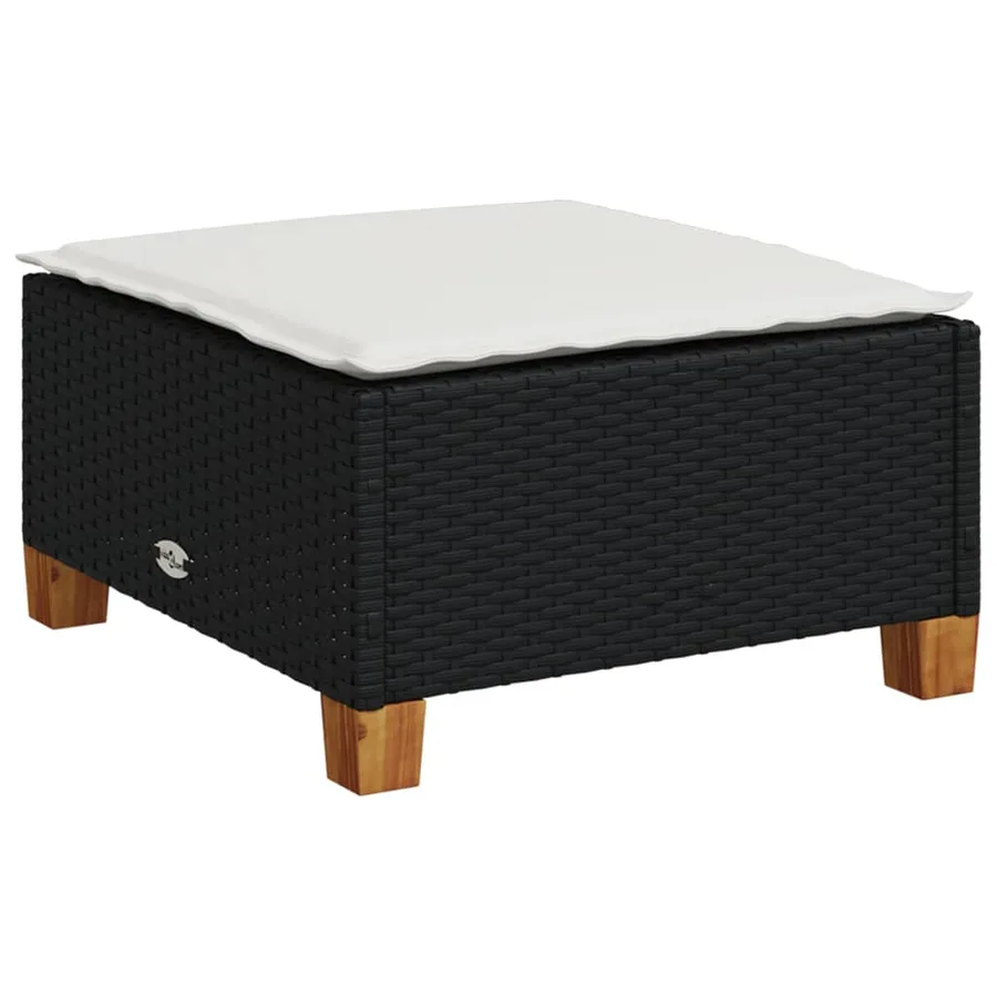 Salon de jardin 8 pcs avec coussins noir résine tressée - 3
