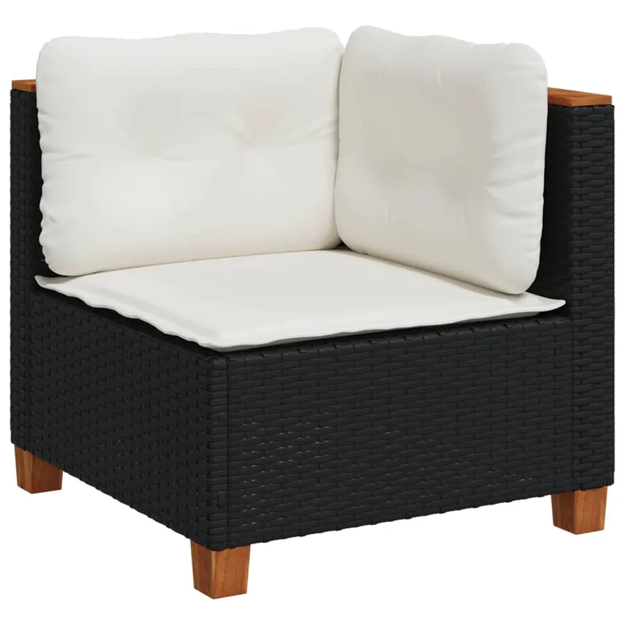 Salon de jardin 8 pcs avec coussins noir résine tressée - 4