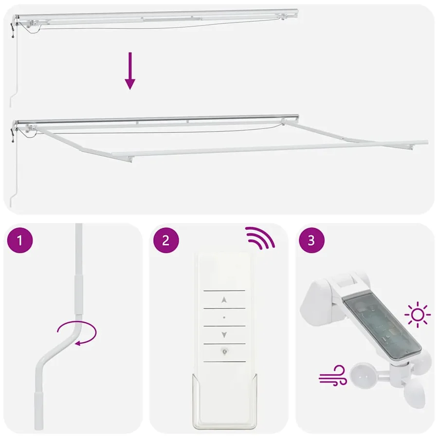 Auvent rétractable automatique avec LED anthracite et blanc - 14