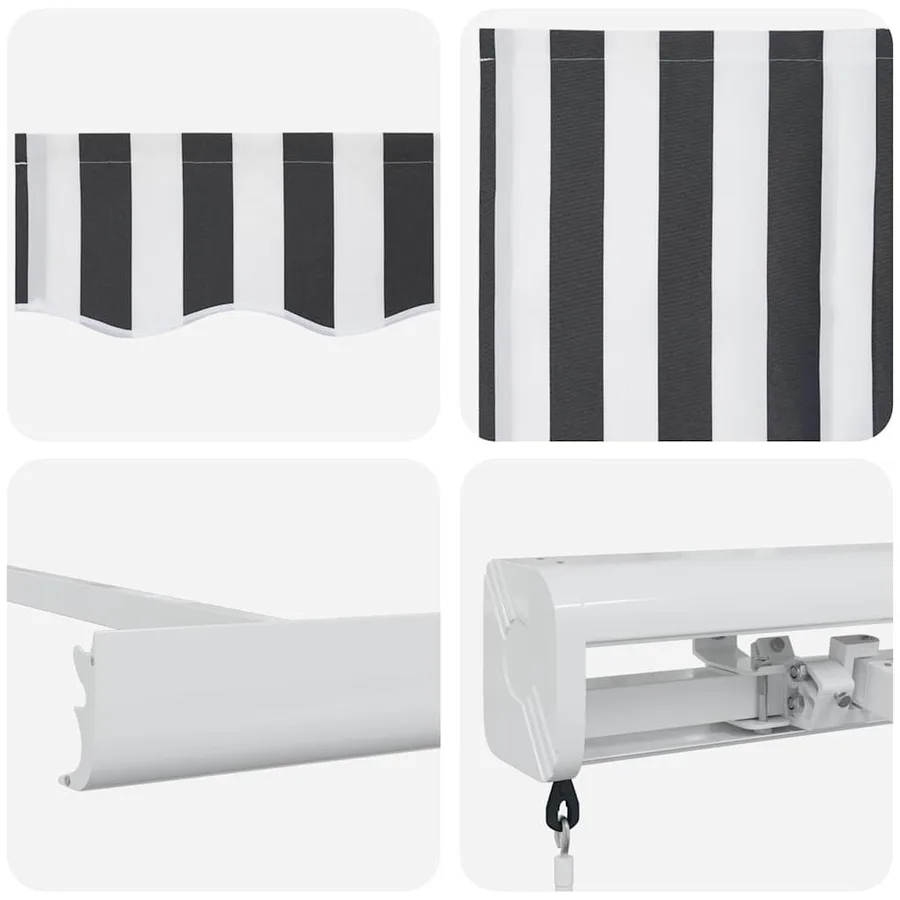 Auvent rétractable anthracite et blanc 4,5x3 m tissu/aluminium - 9
