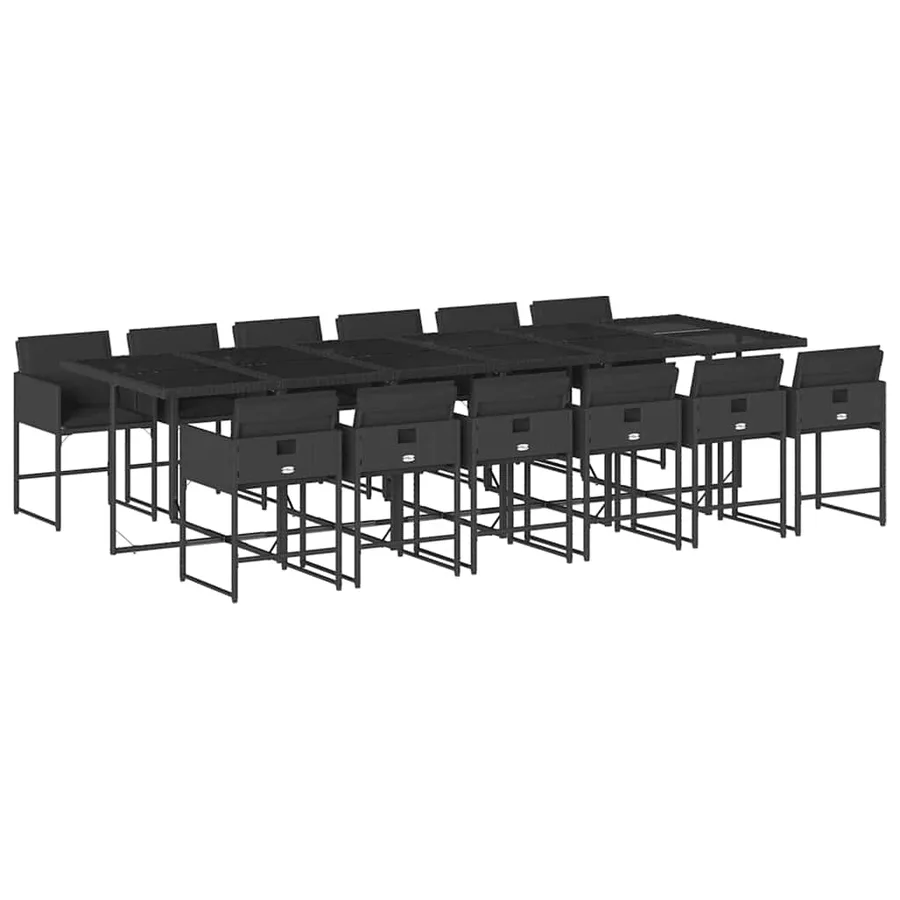 Ensemble à manger de jardin 13 pcs coussins noir résine tressée - 2