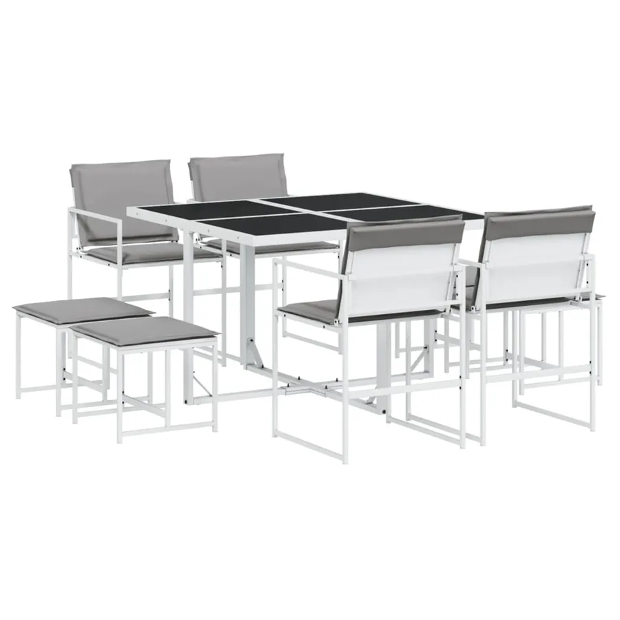 Ensemble à manger de jardin avec coussins 9 pcs blanc textilène - 2