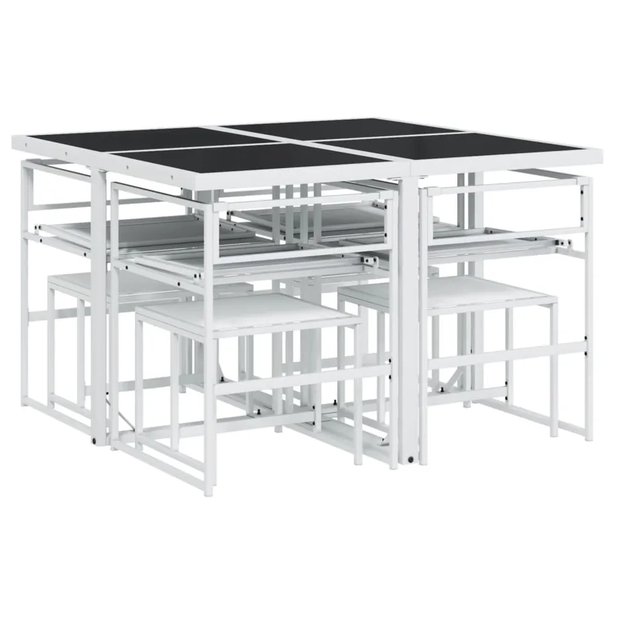 Ensemble à manger de jardin avec coussins 9 pcs blanc textilène - 6
