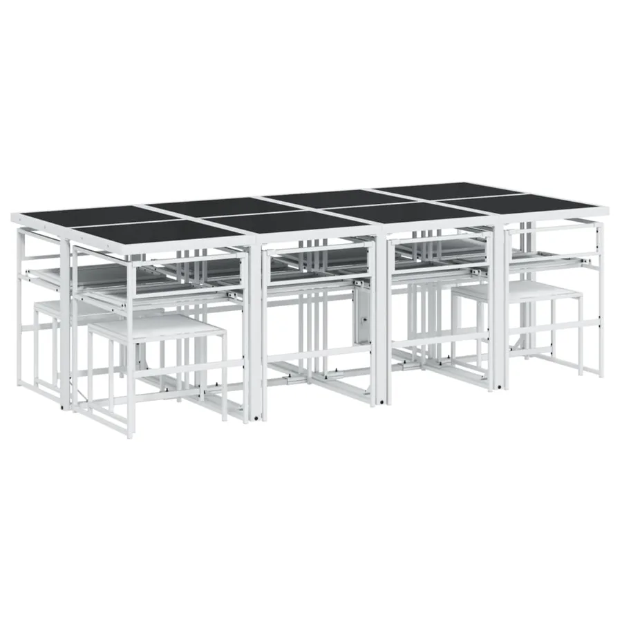 Ensemble à manger de jardin avec coussins 13pcs blanc textilène - 6