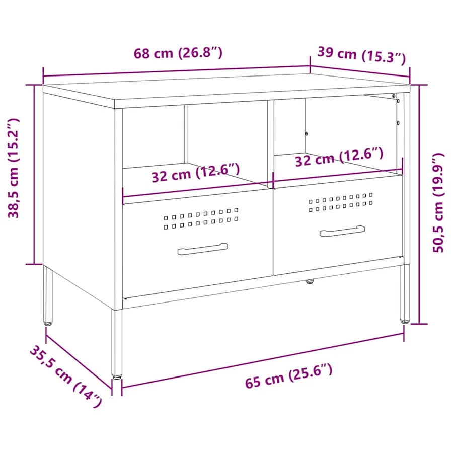Meubles TV 2 pcs noir 68x39x50,5 cm acier - 14