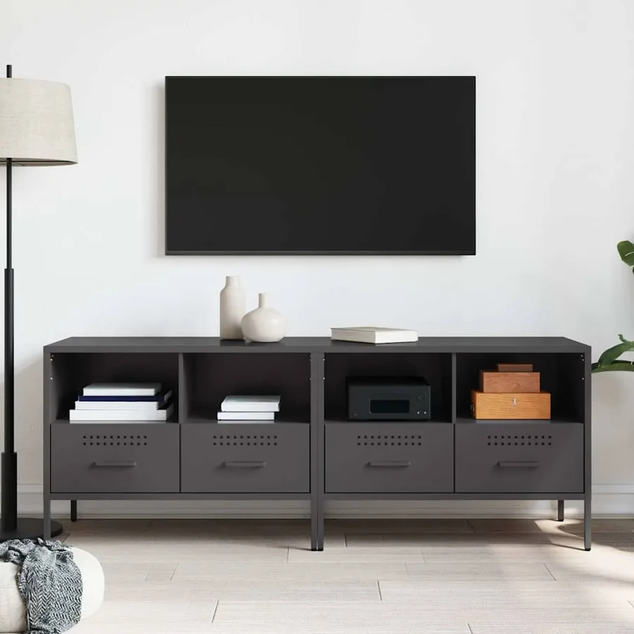 Meubles TV 2 pcs noir 68x39x50,5 cm acier - 3