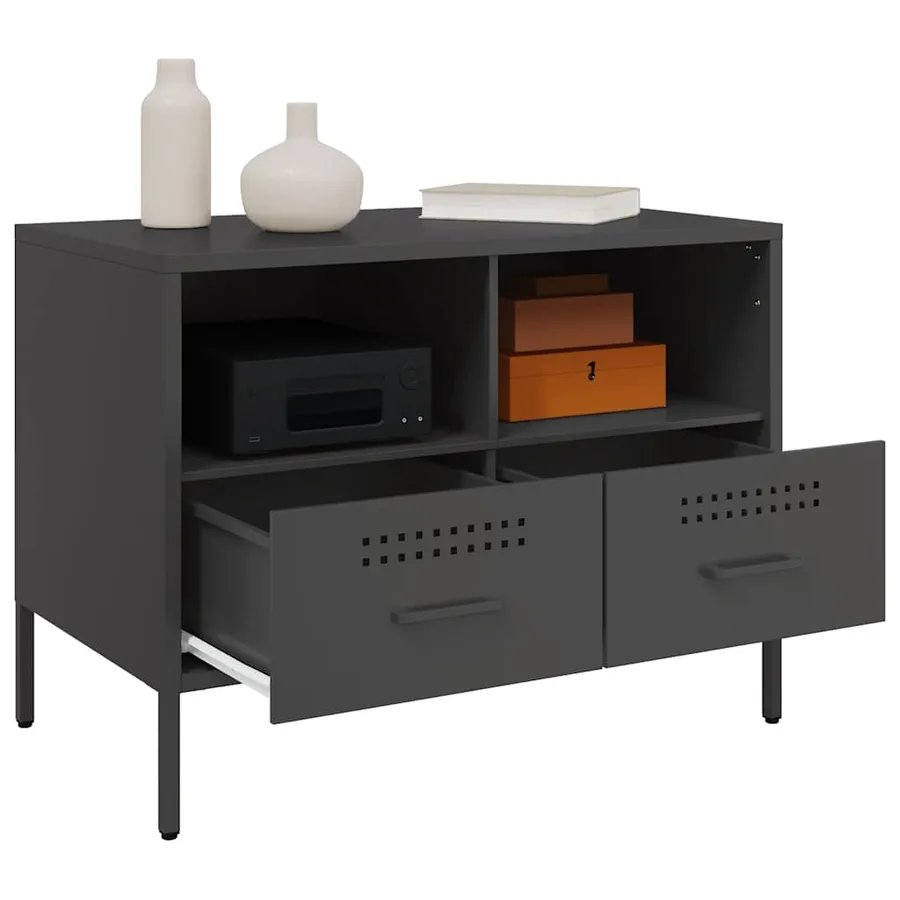 Meubles TV 2 pcs noir 68x39x50,5 cm acier - 5