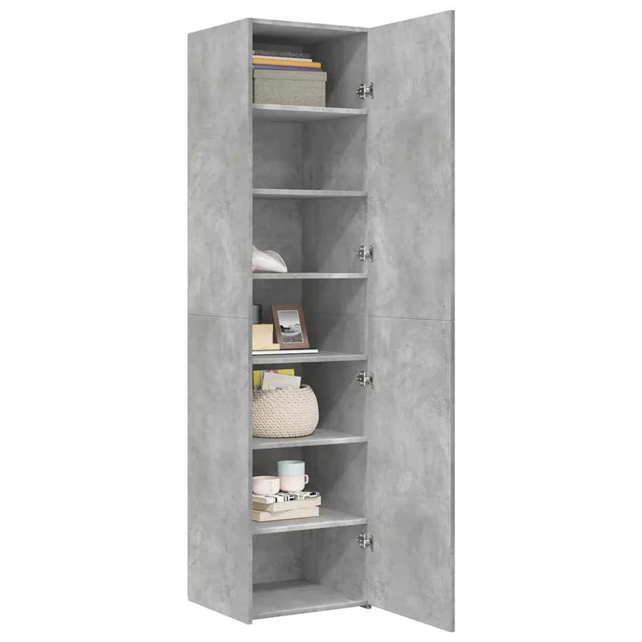 Buffet haut gris béton 45x42,5x185 cm bois d'ingénierie - 7