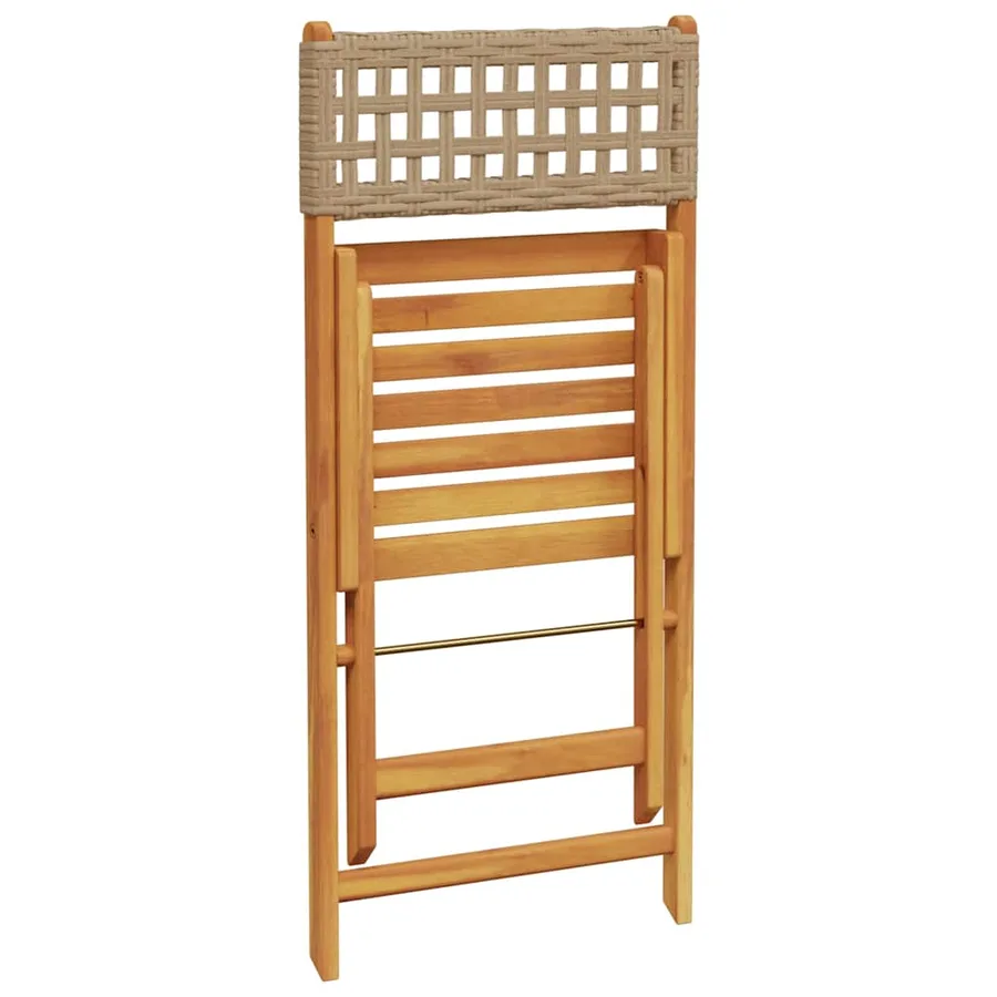 Ensemble de bistro 3 pcs beige résine tressée et bois massif - 7