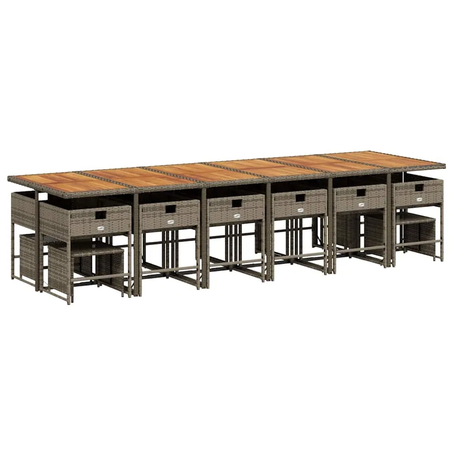 Ensemble à manger de jardin 17 pcs et coussins résine tressée - 5
