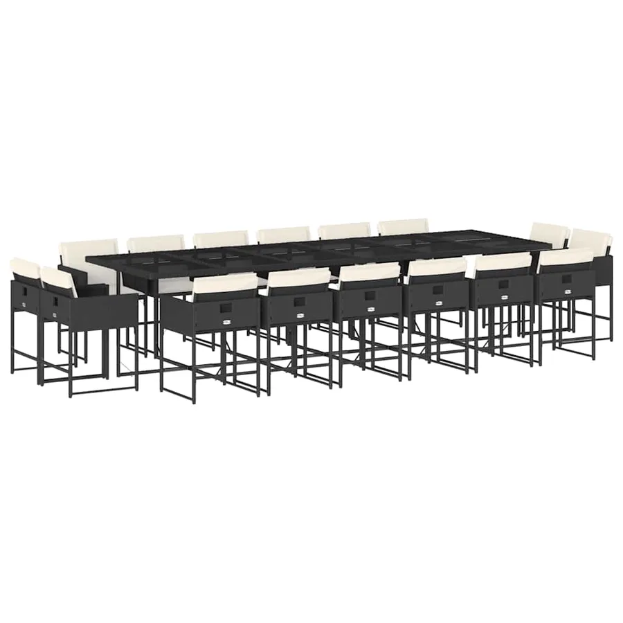 Ensemble à manger de jardin 17 pcs coussins noir résine tressée - 2