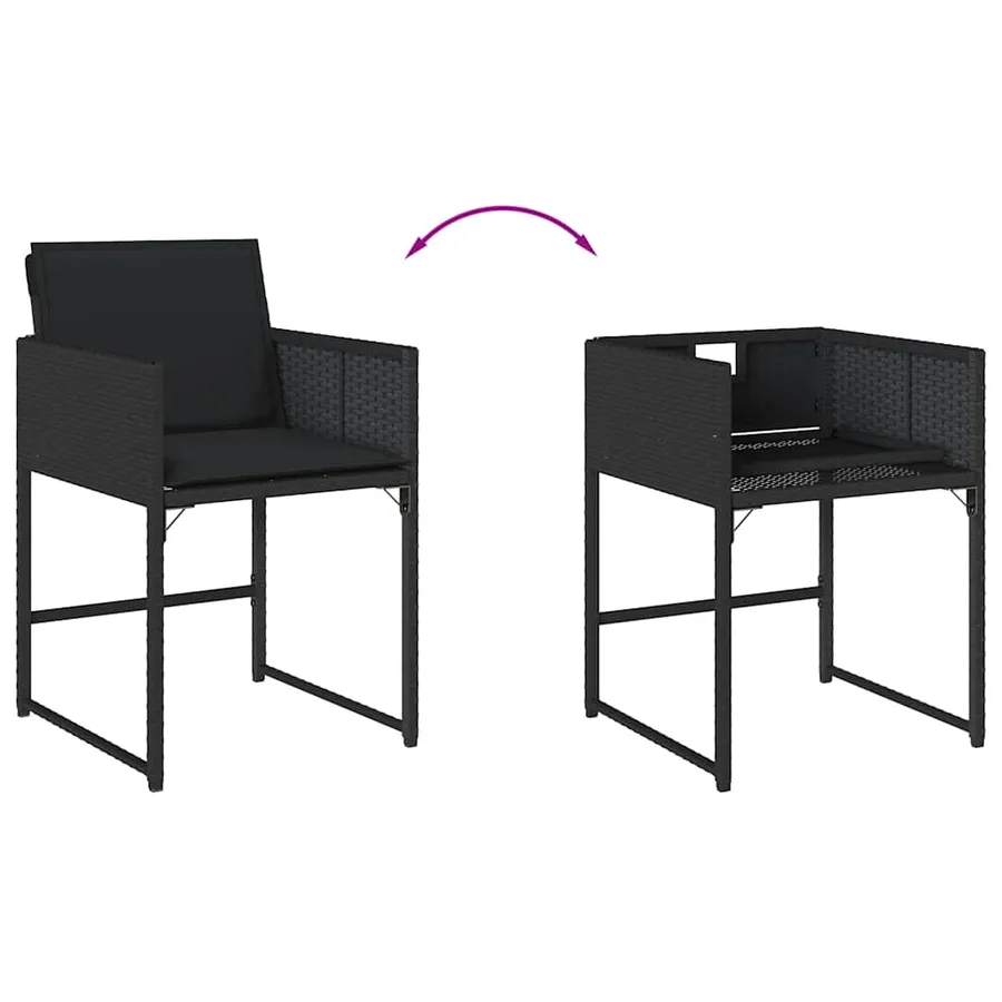 Ensemble à manger de jardin 9pcs coussins noir résine tressée - 7