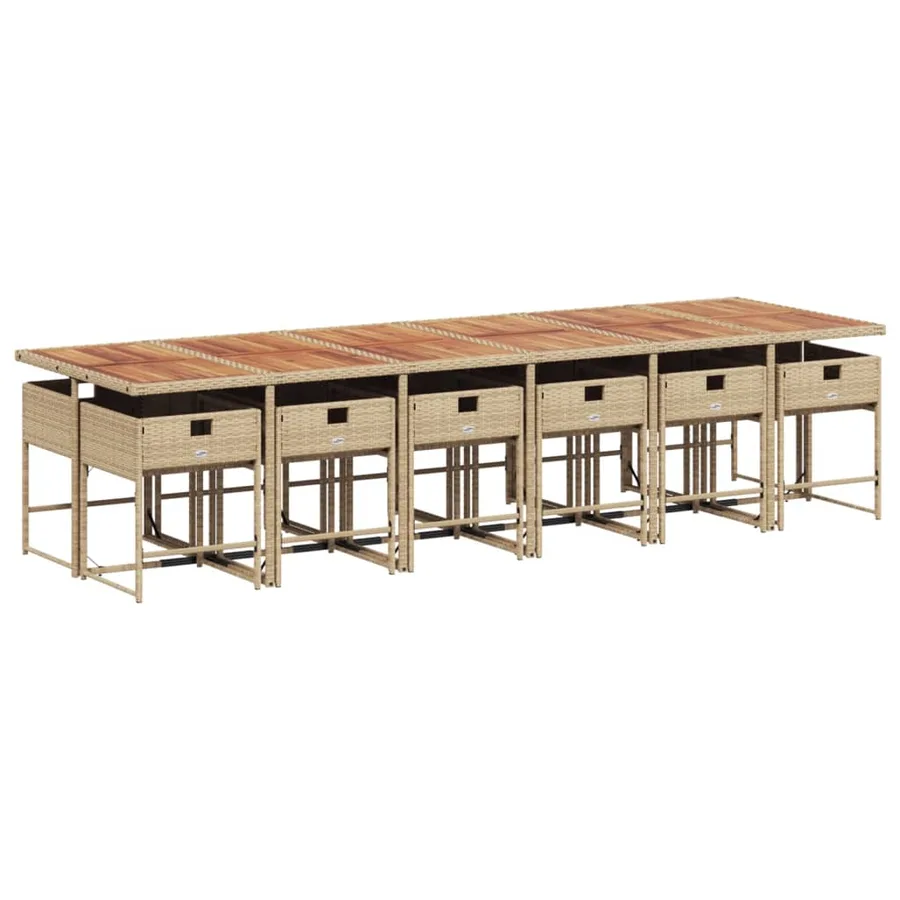 Ensemble à manger de jardin et coussins 13 pcs beige - 4