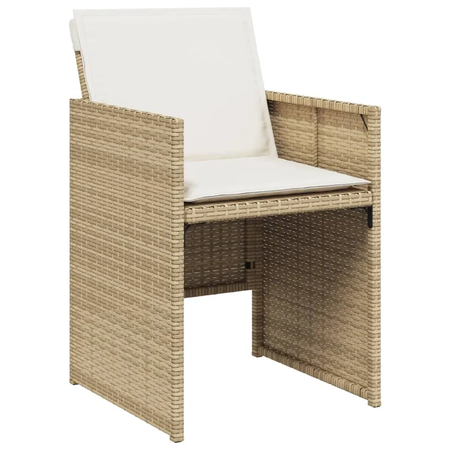 Ensemble à manger de jardin et coussins 15 pcs beige - 5