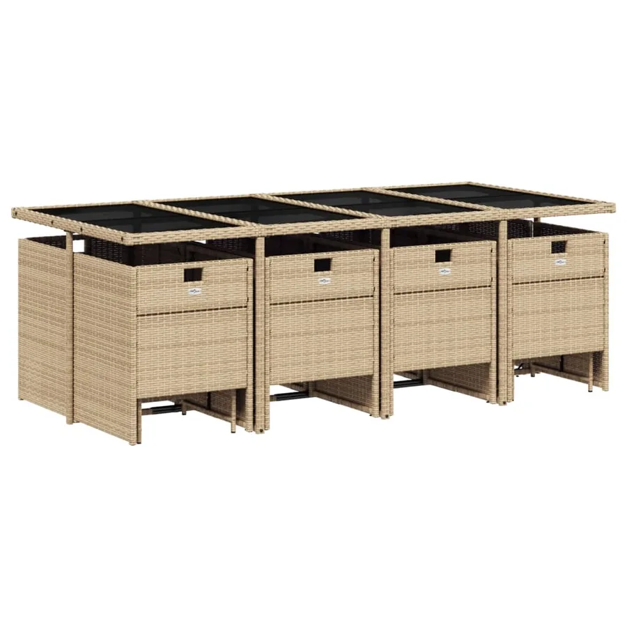 Ensemble à manger de jardin et coussins 13 pcs beige - 3
