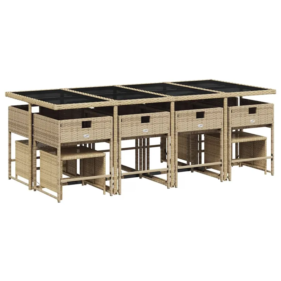 Ensemble à manger de jardin et coussins 13 pcs beige - 4