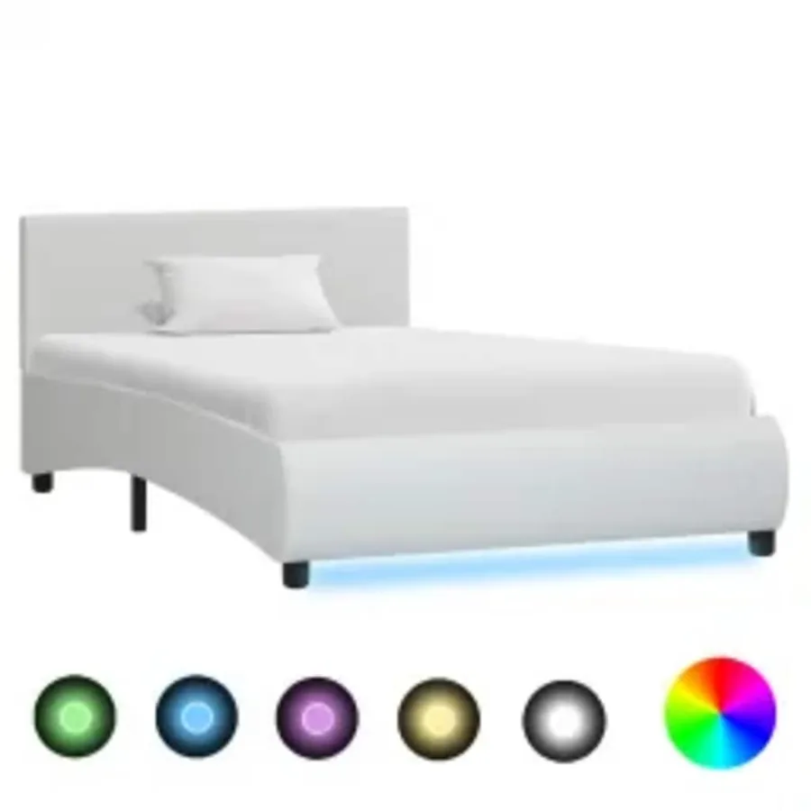 Cadre de lit avec LED sans matelas blanc 100x200 cm