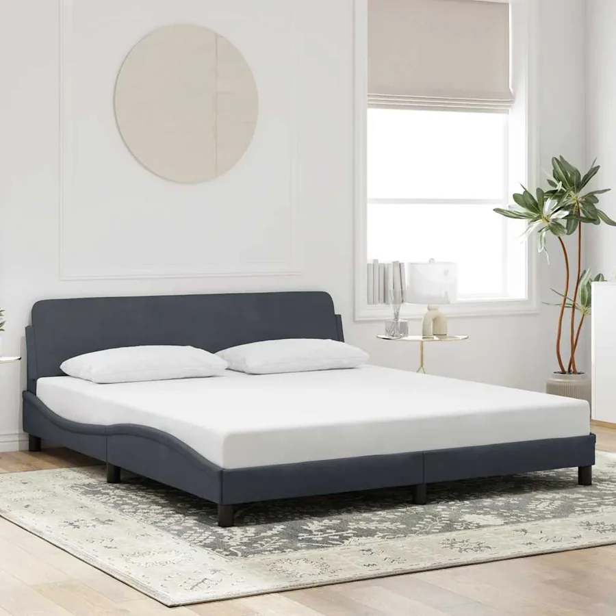 Cadre de lit Dover Gris foncé 180x200 cm velours