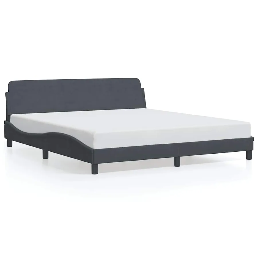 Cadre de lit Dover Gris foncé 180x200 cm velours - 2