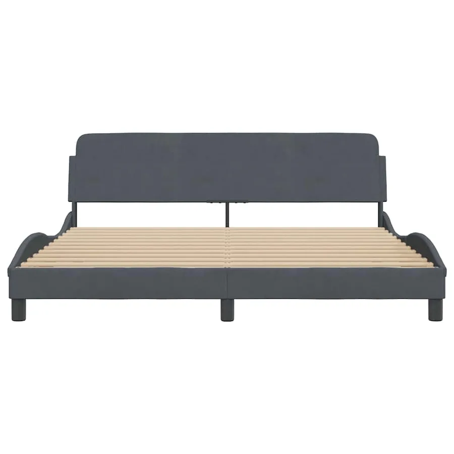 Cadre de lit Dover Gris foncé 180x200 cm velours - 4