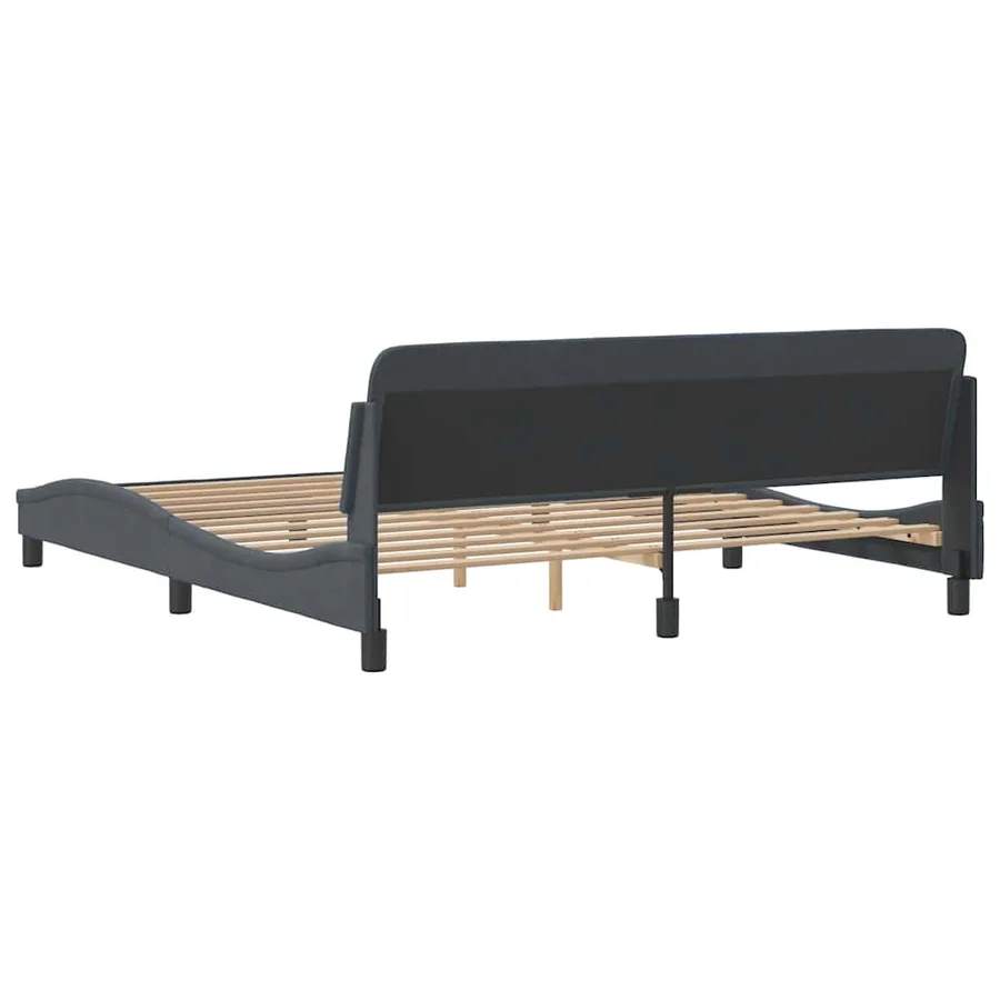 Cadre de lit Dover Gris foncé 180x200 cm velours - 6