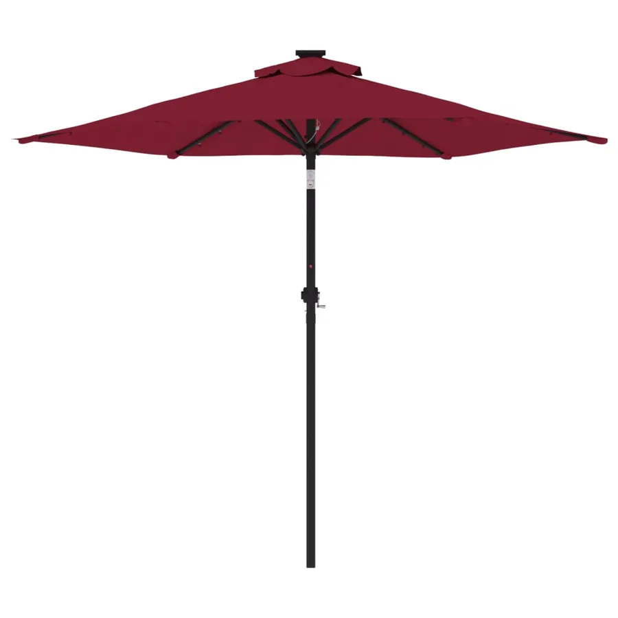 Parasol de jardin avec LED mât en acier bordeaux 225x225x212 cm - 5