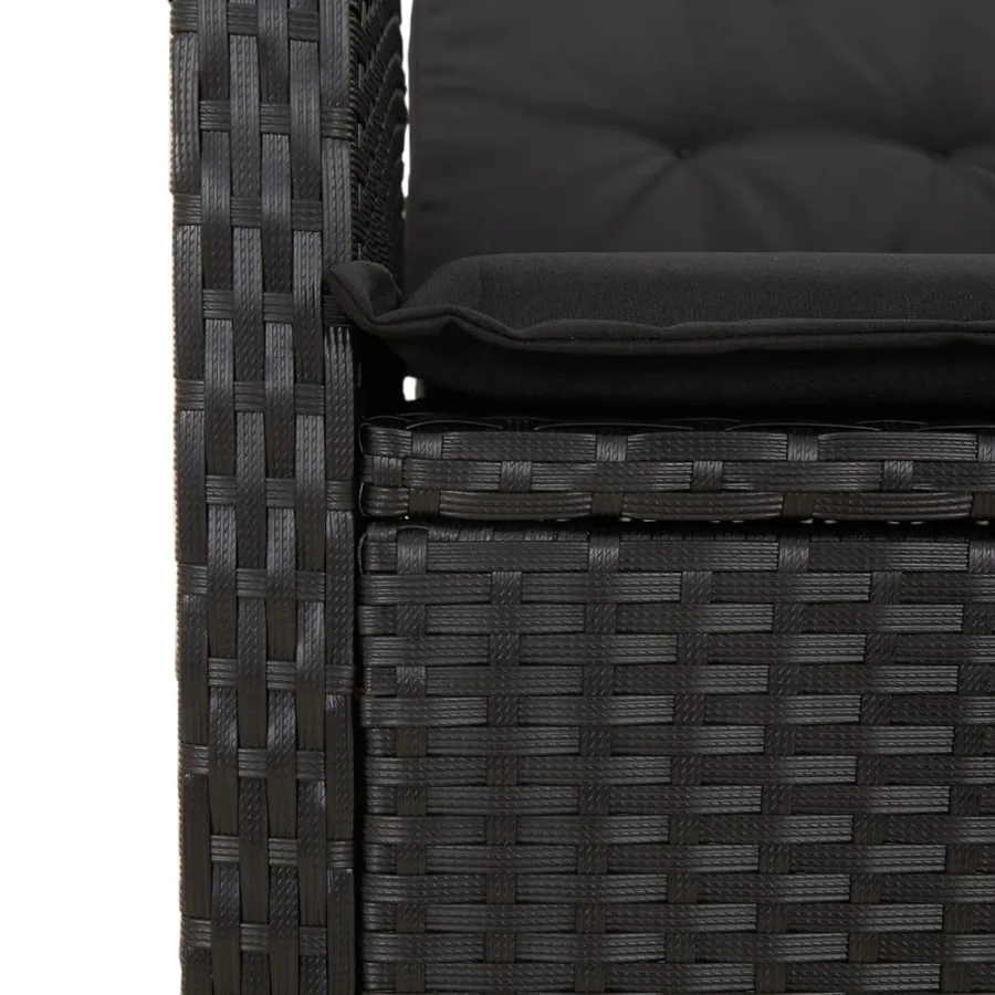 Ensemble à manger de jardin avec coussins 3 pcs Noir - 6
