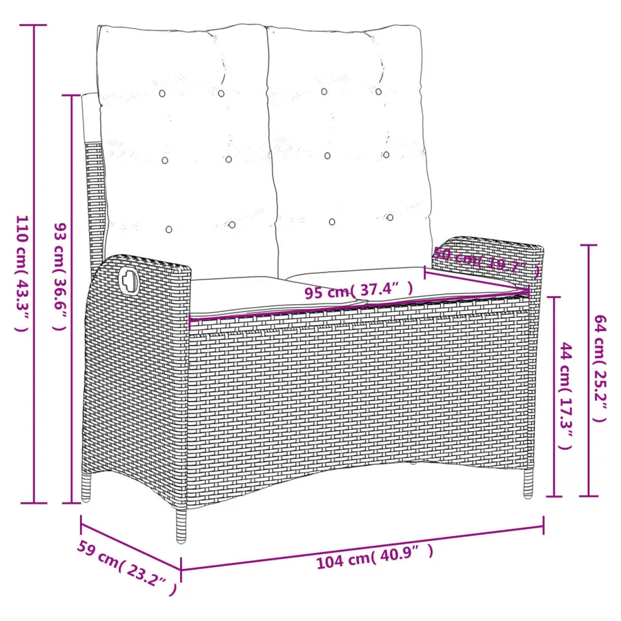 Ensemble à manger de jardin 4 pcs avec coussins noir - 11