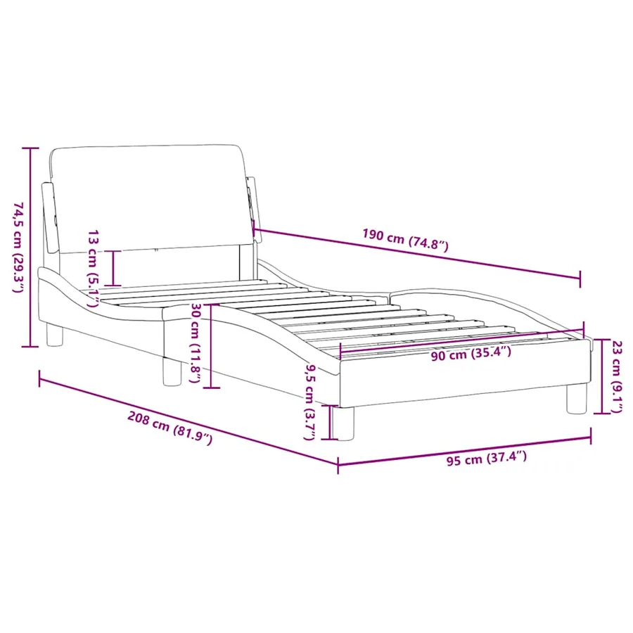 Cadre de lit Dover noir 90x190 cm en similicuir - 9