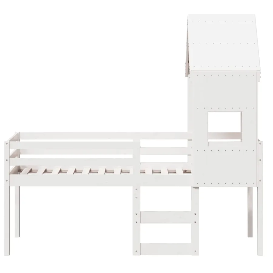 Lit haut sans matelas blanc 75x190 cm bois de pin massif - 4