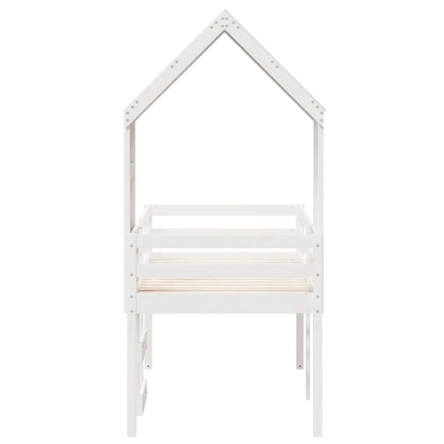 Lit haut sans matelas blanc 75x190 cm bois de pin massif - 7