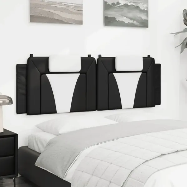 Coussin de tête de lit Viana noir et blanc 160 cm similicuir