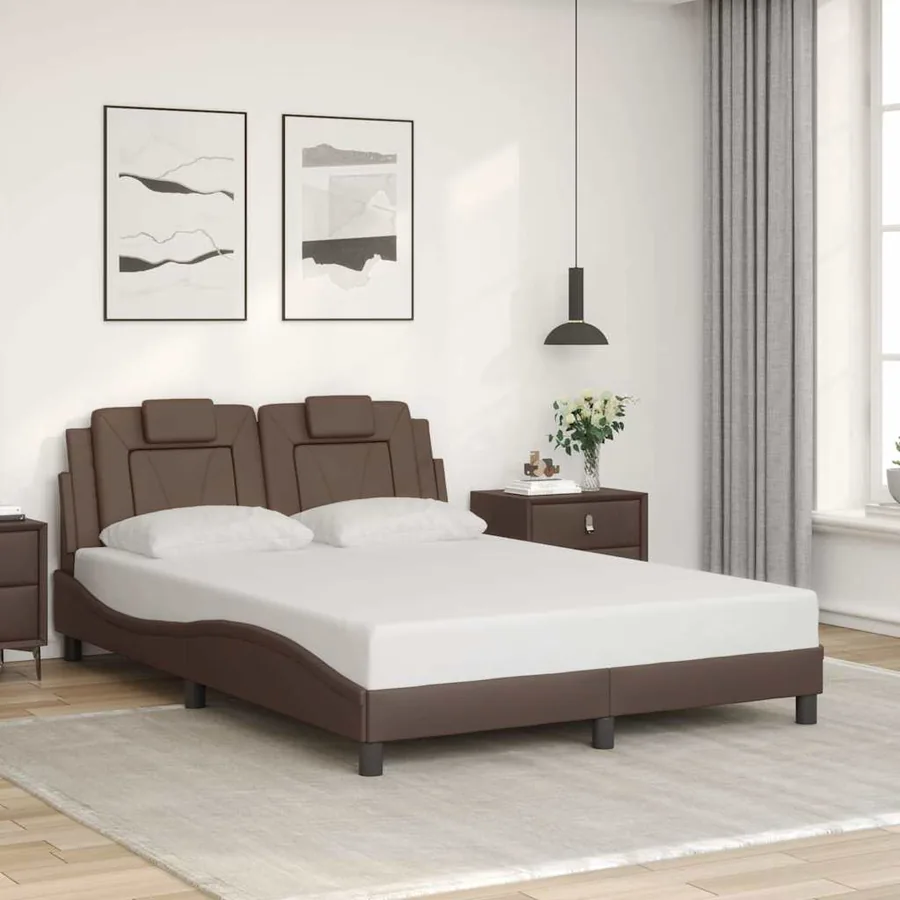 Cadre de lit Viana sans matelas marron 140x190 cm similicuir