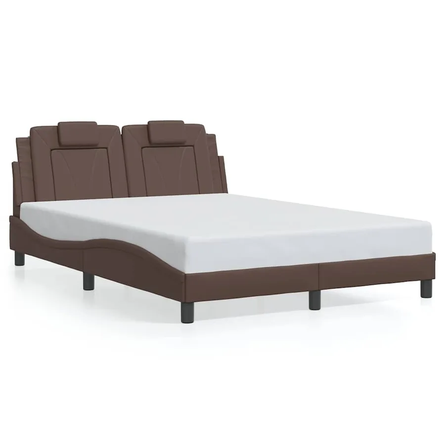 Cadre de lit Viana sans matelas marron 140x190 cm similicuir - 2