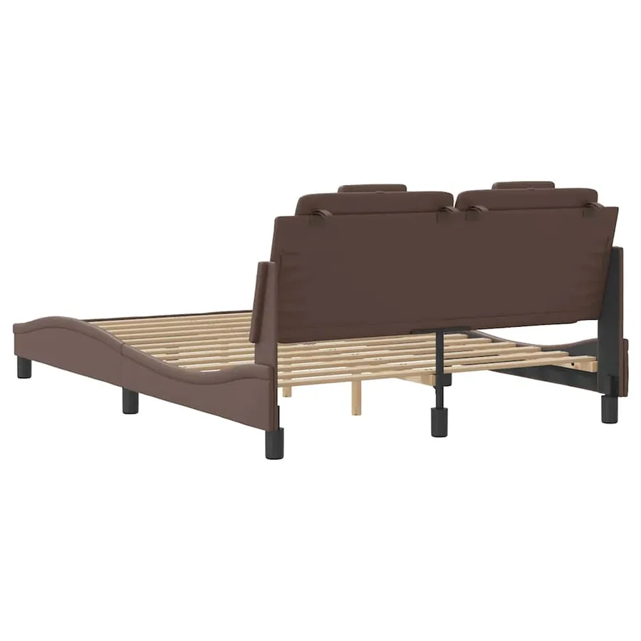 Cadre de lit Viana sans matelas marron 140x190 cm similicuir - 6
