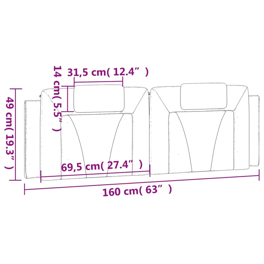 Coussin de tête de lit Viana gris 160 cm similicuir - 10