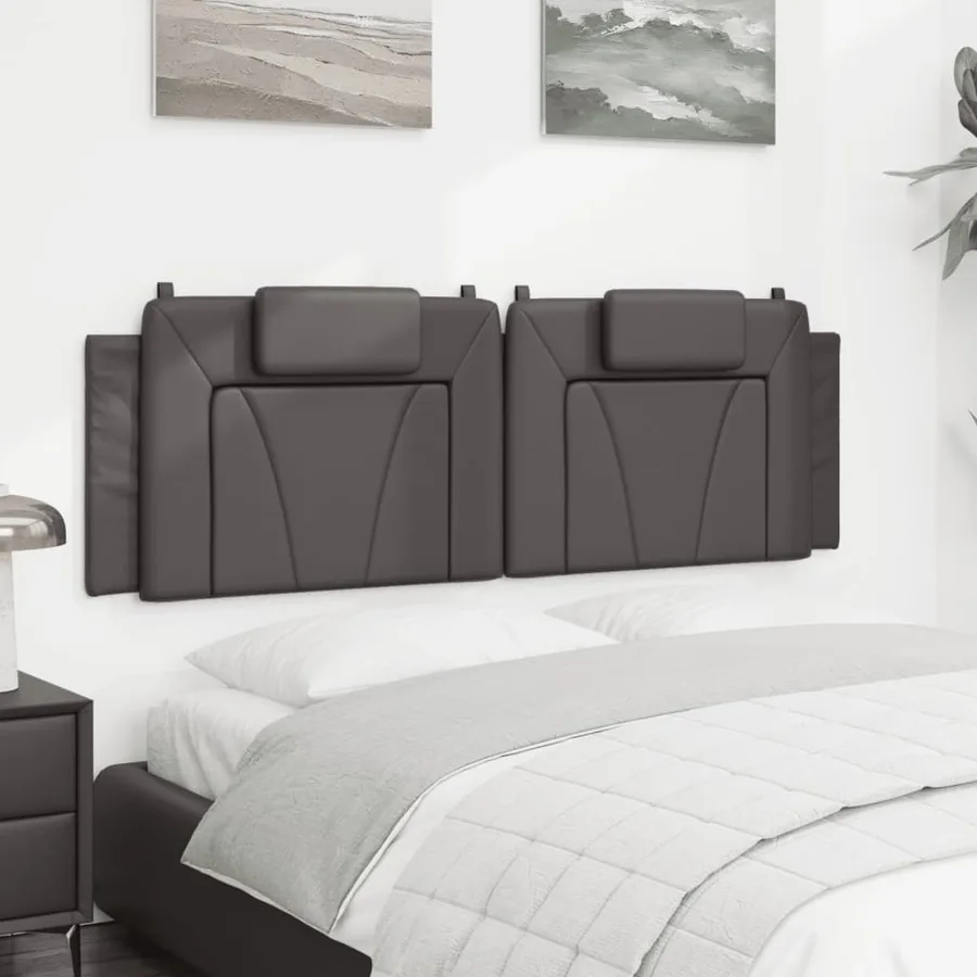 Coussin de tête de lit Viana gris 160 cm similicuir - 4