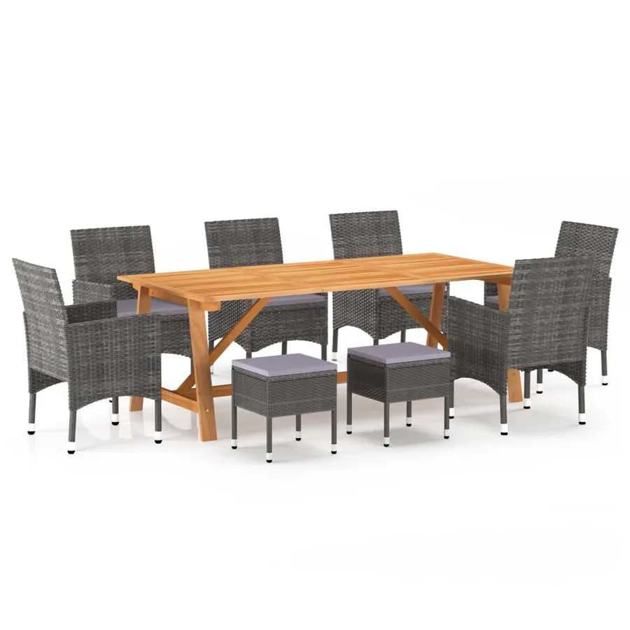 Ensemble à manger de jardin 9 pcs Gris