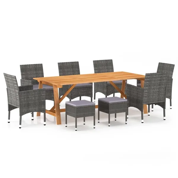 Ensemble à manger de jardin 9 pcs Gris