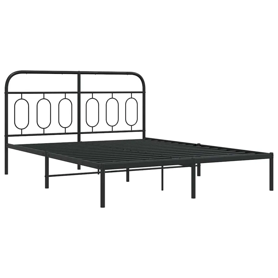 Cadre de lit métal sans matelas avec tête de lit noir 150x200cm - 3